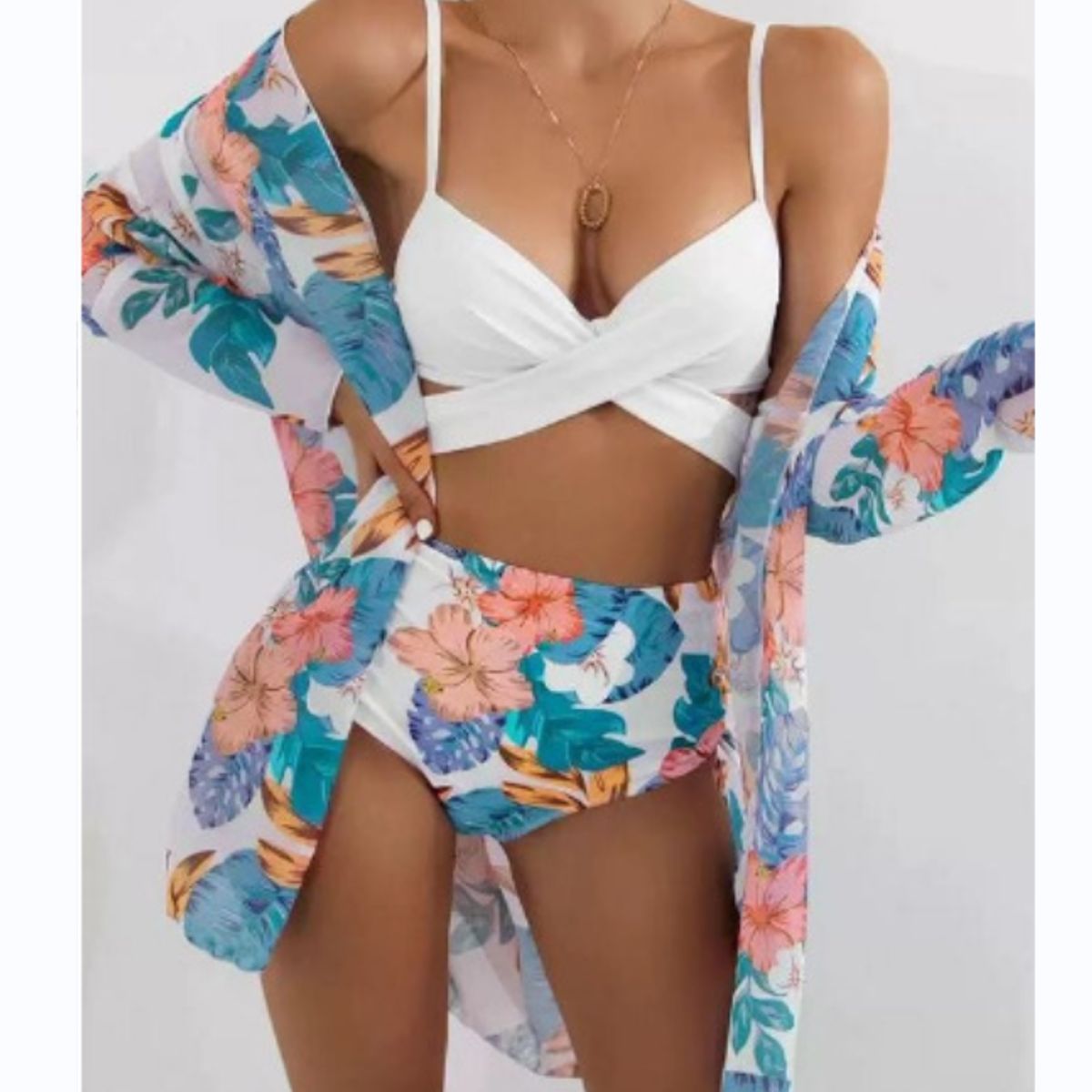 TIOZONEY - Conjunto bikini mujer con Tunica