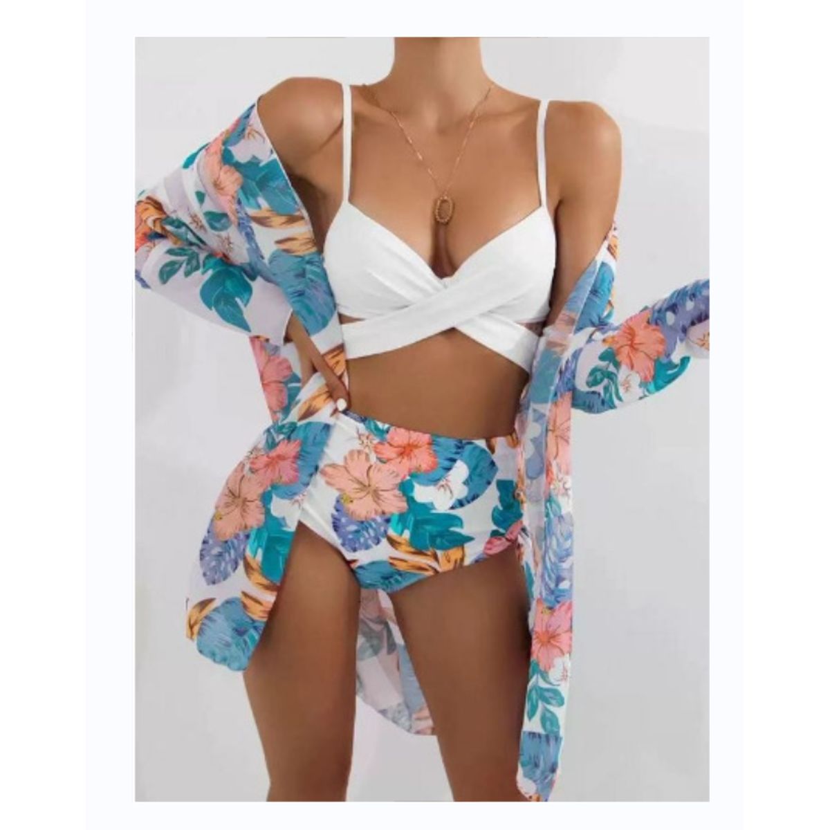 TIOZONEY - Conjunto bikini mujer con Tunica