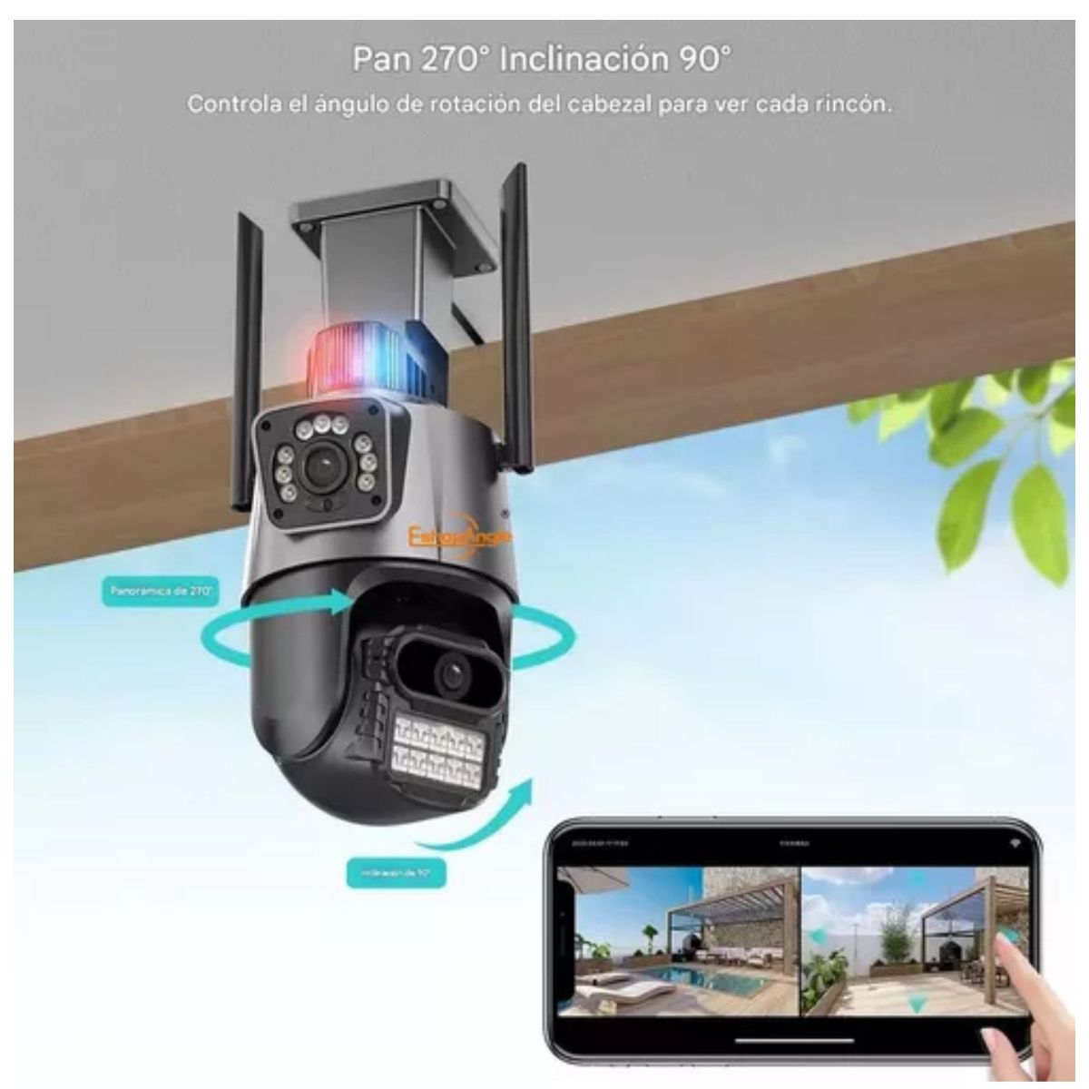GENERICO - Cámara Domo Wifi Full HD con Doble Lente y Alarma