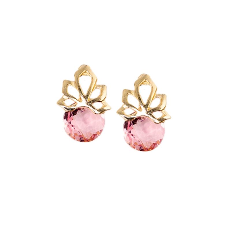 JOYAS MONTERO - Aros Bali Gold Cristales Genuinos Ligth Rose Shimmer