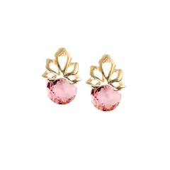 JOYAS MONTERO - Aros Bali Gold Cristales Genuinos Ligth Rose Shimmer