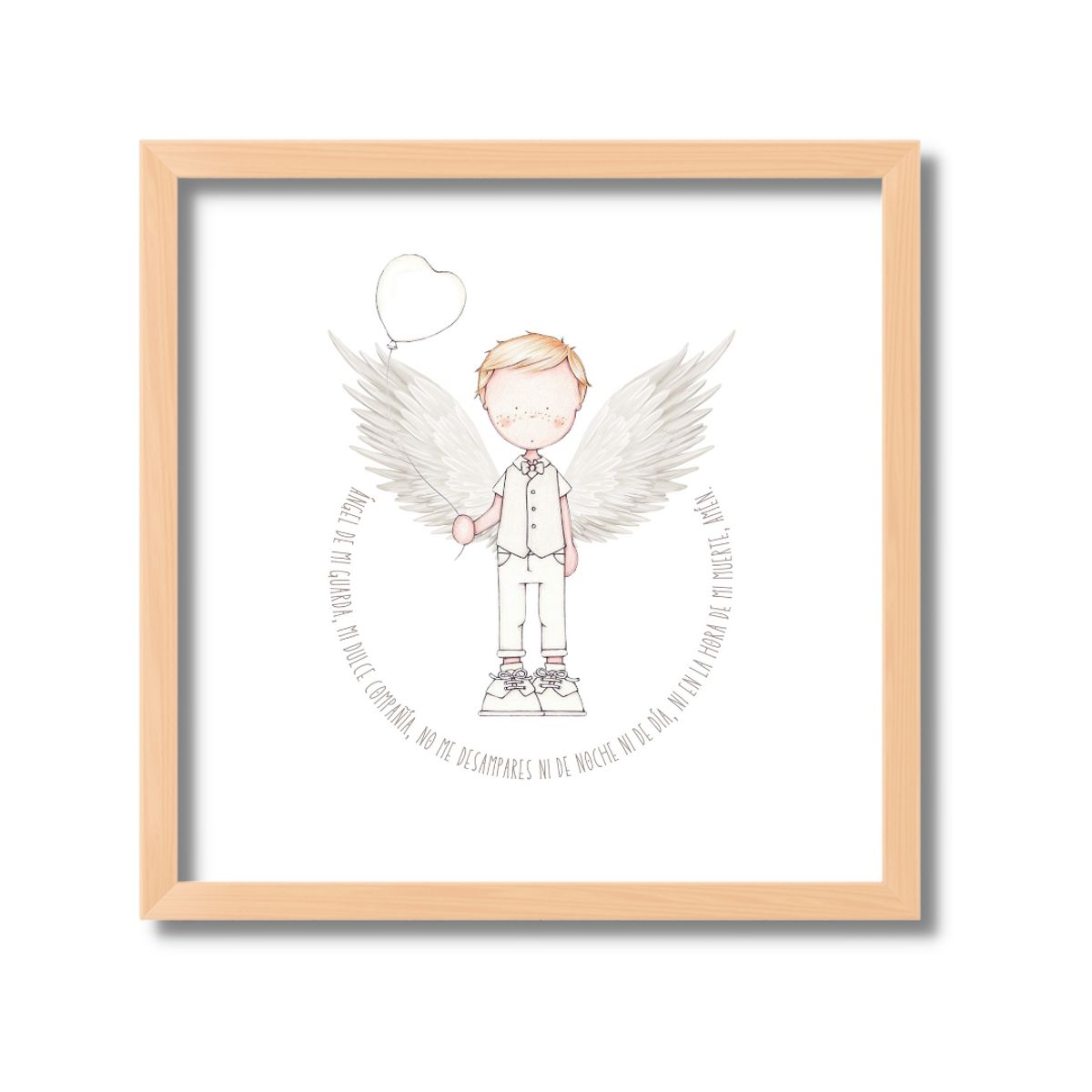 LAFANTINA - CUADRO BAUTIZO ORACIÓN ANGEL DE LA GUARDA BLANCO