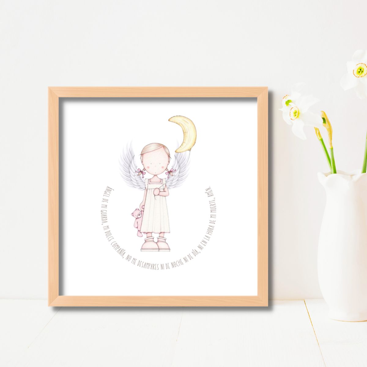 LAFANTINA - CUADRO BAUTIZO ORACIÓN ANGEL DE LA GUARDA BLANCO