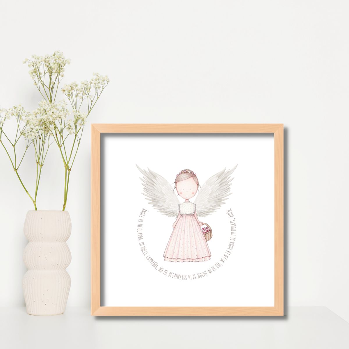 LAFANTINA - CUADRO BAUTIZO ORACIÓN ANGEL DE LA GUARDA BLANCO