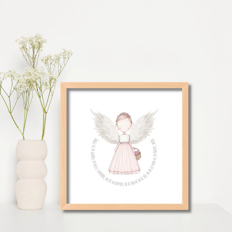 LAFANTINA - CUADRO BAUTIZO ORACIÓN ANGEL DE LA GUARDA BLANCO