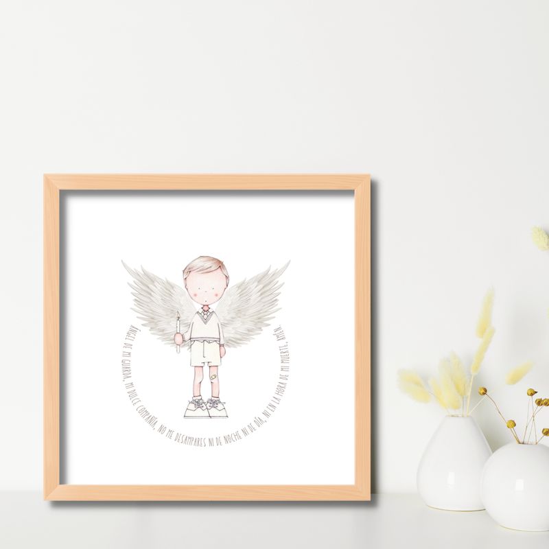 LAFANTINA - CUADRO BAUTIZO ORACIÓN ANGEL DE LA GUARDA BLANCO.