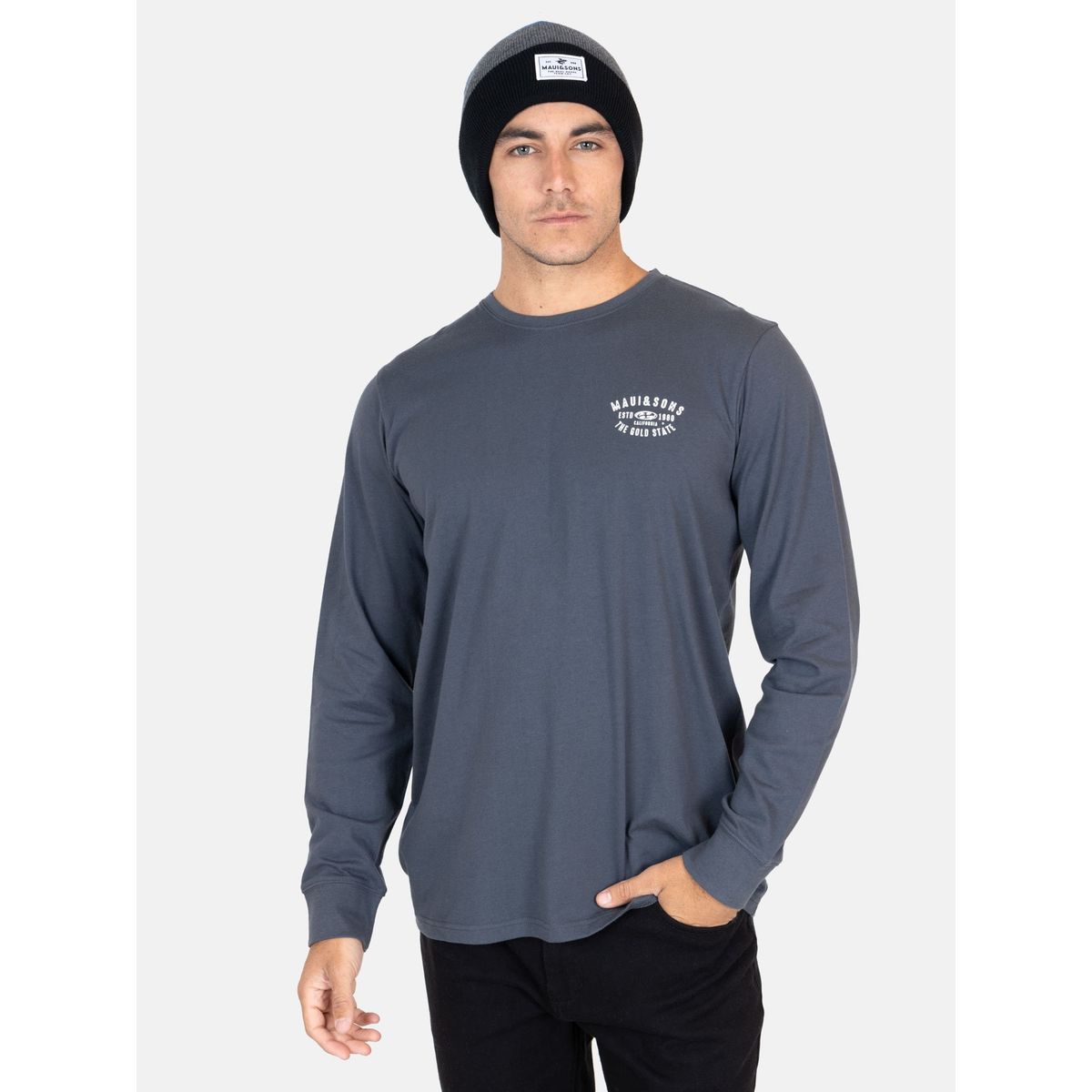 MAUI AND SONS - Polera ML Golden Gris Hombre Maui And Sons - Gris