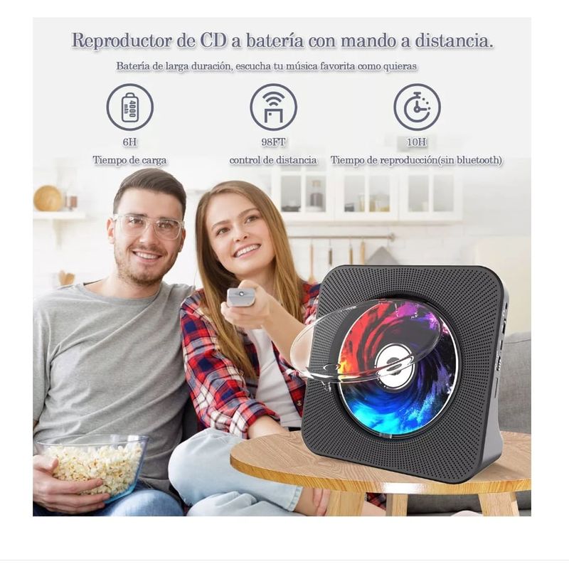 GENERICO - Reproductor Bluetooth De Cd Portátil Con Bocina Estéreo