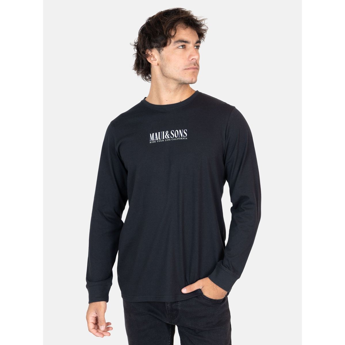 MAUI AND SONS - Polera ML Salty Air Negro Hombre Maui And Sons