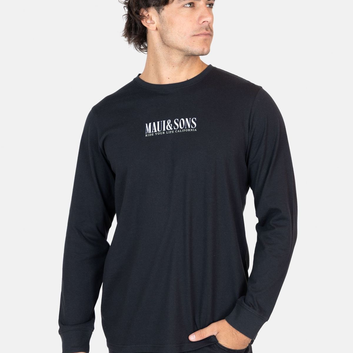 MAUI AND SONS - Polera ML Salty Air Negro Hombre Maui And Sons