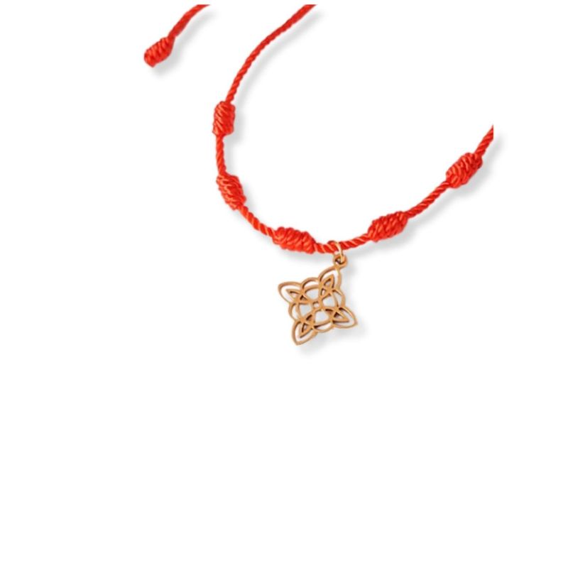 GENERICO - Pulsera 7 nudos con dije Nudo de Bruja - Dije dorado acero quirúrgico