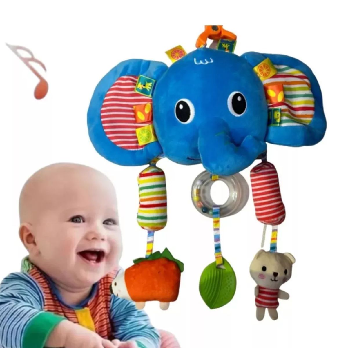 GENERICO - Juguete Sonajero elefante bebés para coches y cunas