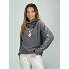 ENIGMATICA BOUTIQUE - Sweater Spandex Cuello Alto Camel