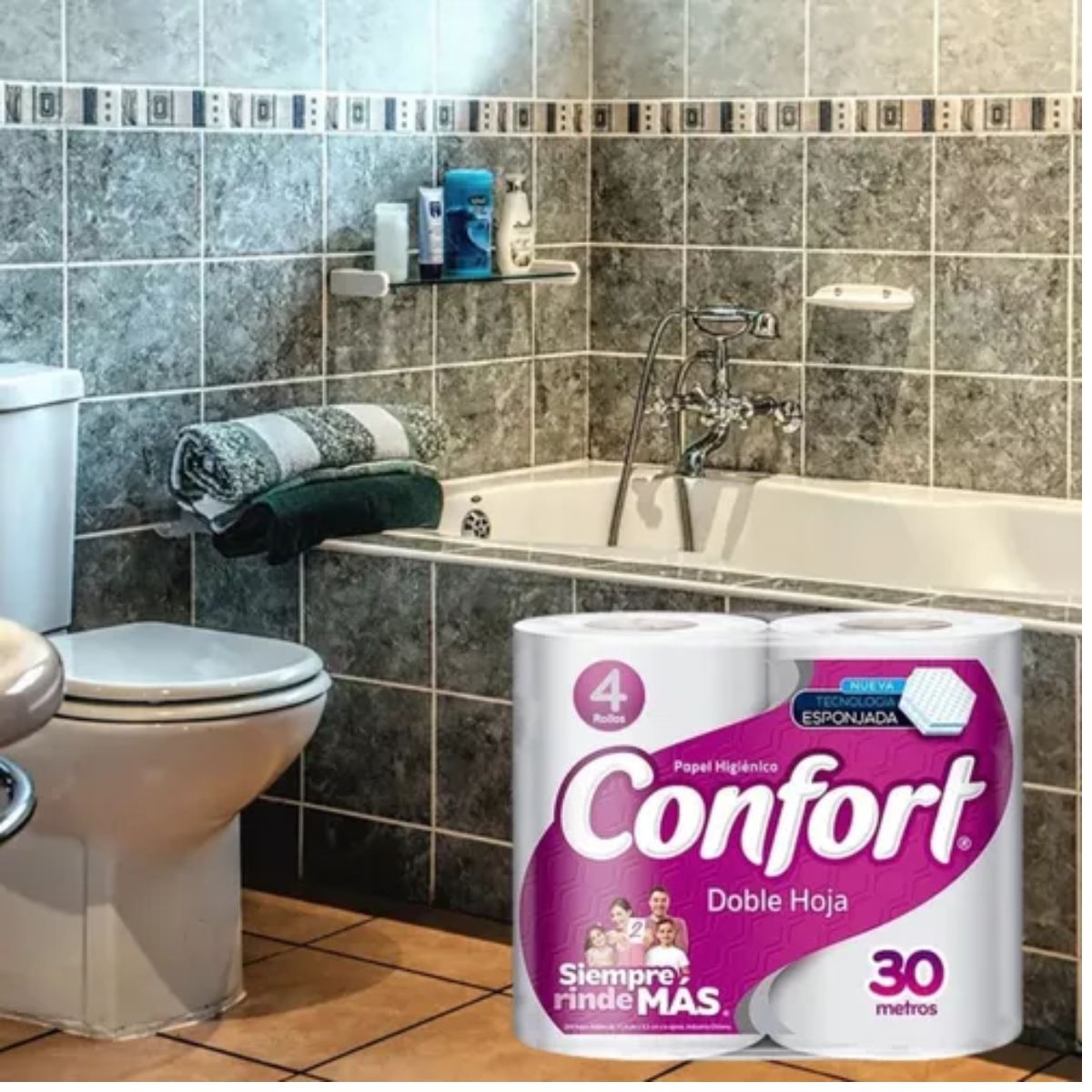 CONFORT - Papel Higiénico Confort Doble Hoja Pack 4 Rollo X 30 Metros