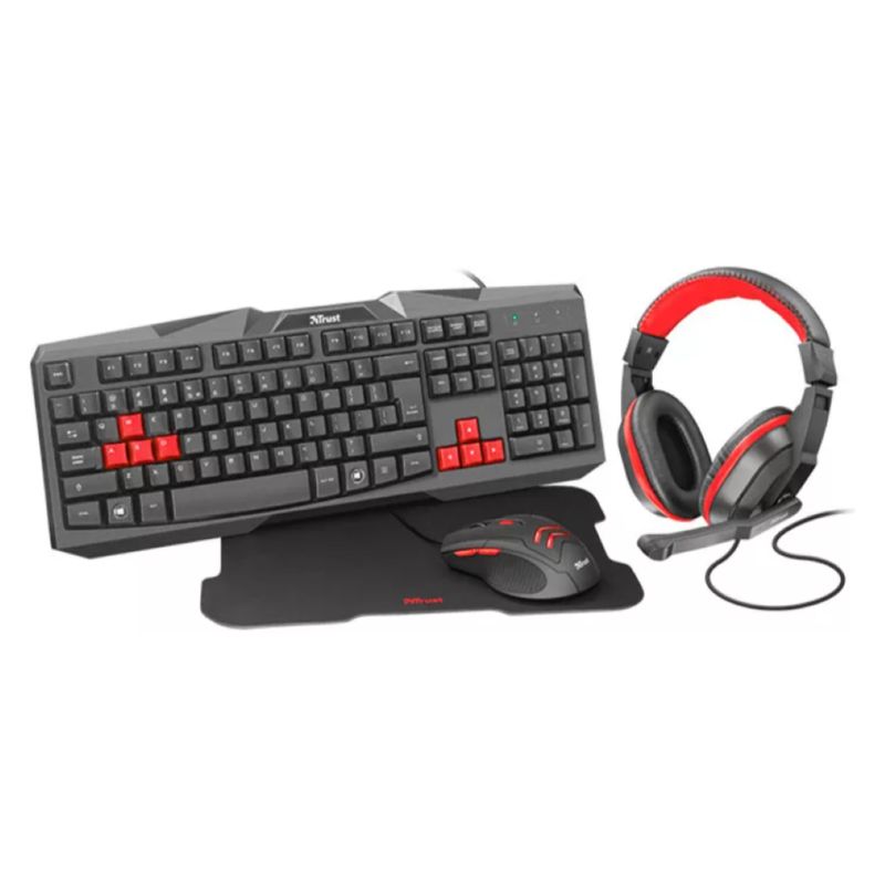 TRUST - Kit Gamer Trust Ziva Teclado Mouse Audífono Mousepad