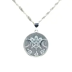 GENERICO - Collar Diosa Hécate Triple Luna Plata Amuleto de Protección