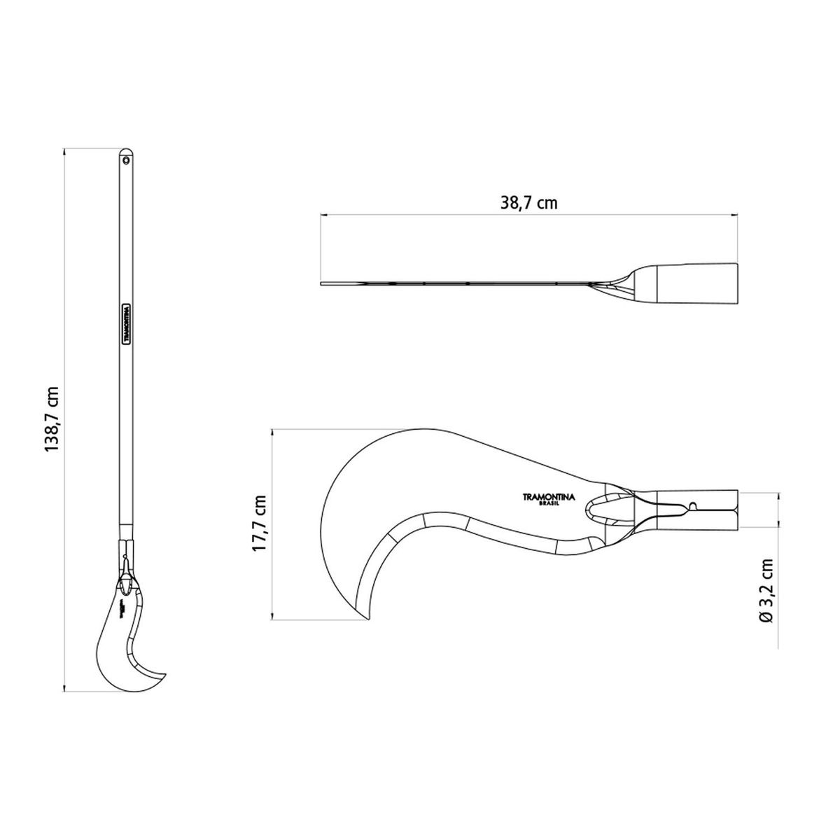 TRAMONTINA - Rozon Pesado 308X100Mm-920G Con Mango 120Cm Tramontina