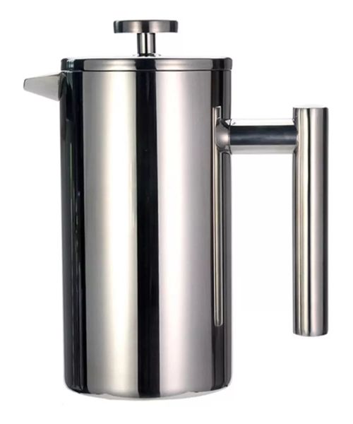 Cafetera manual prensa francesa acero inoxidable plateado