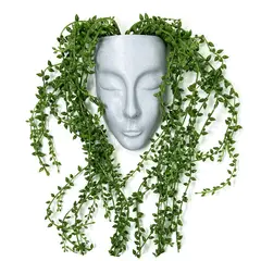 GENERICO - Macetero Diseño Rostro de Mujer para pared plastico 20cm