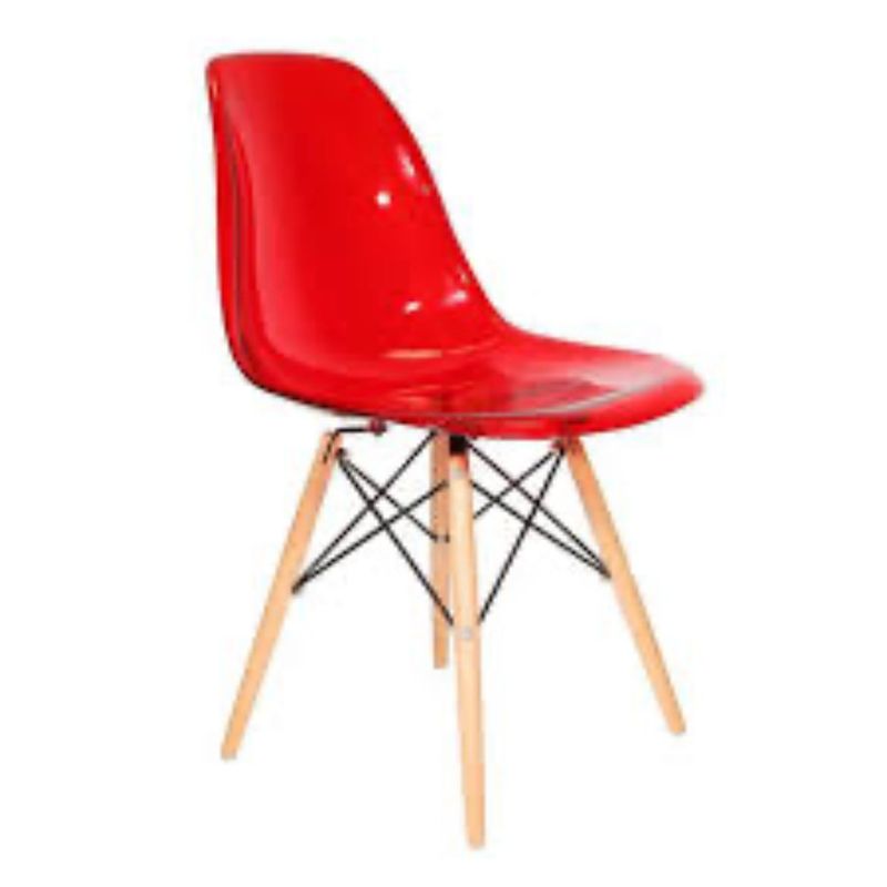 GENERICO - Pack de 4 Silla Eames - Transparente Rojo