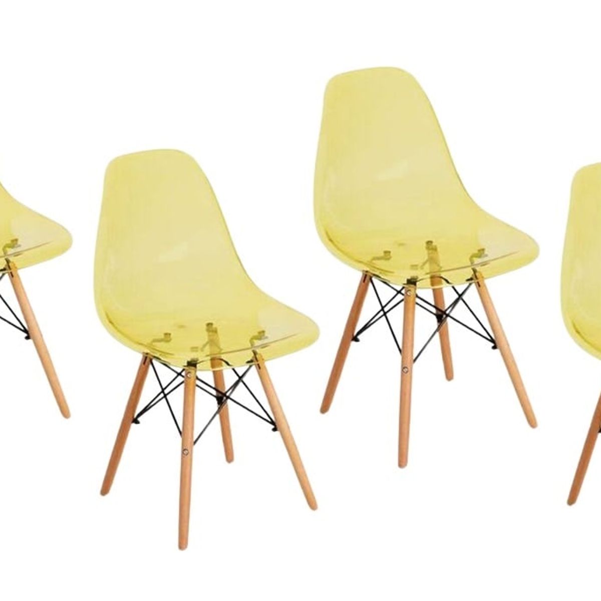 GENERICO - Pack de 4 Silla Eames - Transparente Amarilla