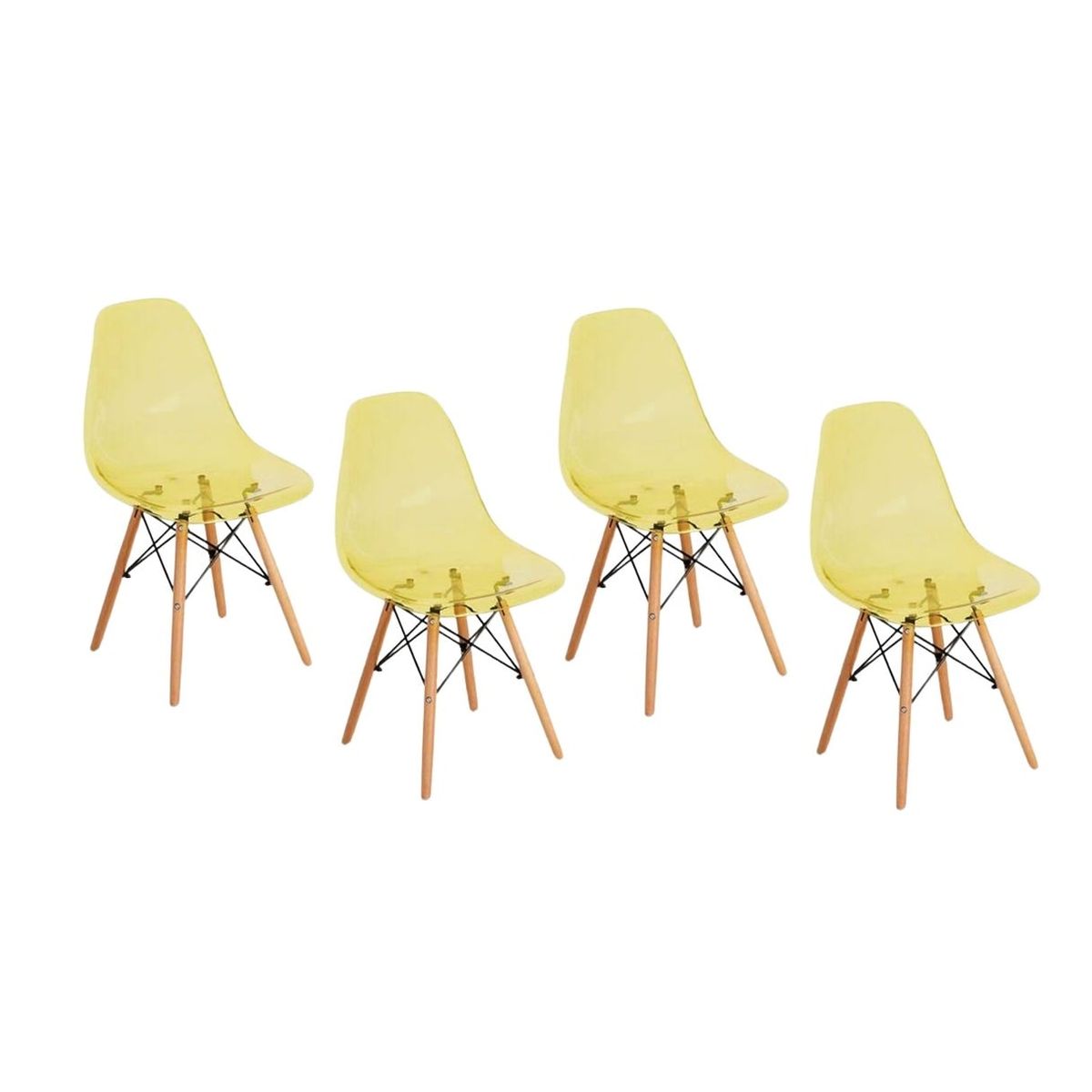 GENERICO - Pack de 4 Silla Eames - Transparente Amarilla
