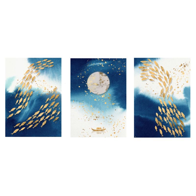 LOS REGALONES - Cuadro Canvas Imagen Mar y luna en lienzo Pack X3 Uds 30x50cm Cu