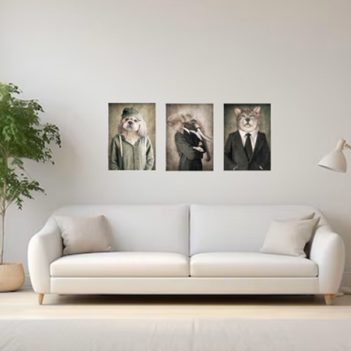 LOS REGALONES - Cuadro Canvas Imagen Animals en lienzo Pack X3 Uds 30x50cm Cu