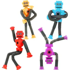 GENERICO - Set 4 Piezas Sensorial Pop It Tube Robots Luz