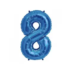 GENERICO - Globo Metalizado Azul Número Ocho de 81Cm Fiesta Cumpleaños