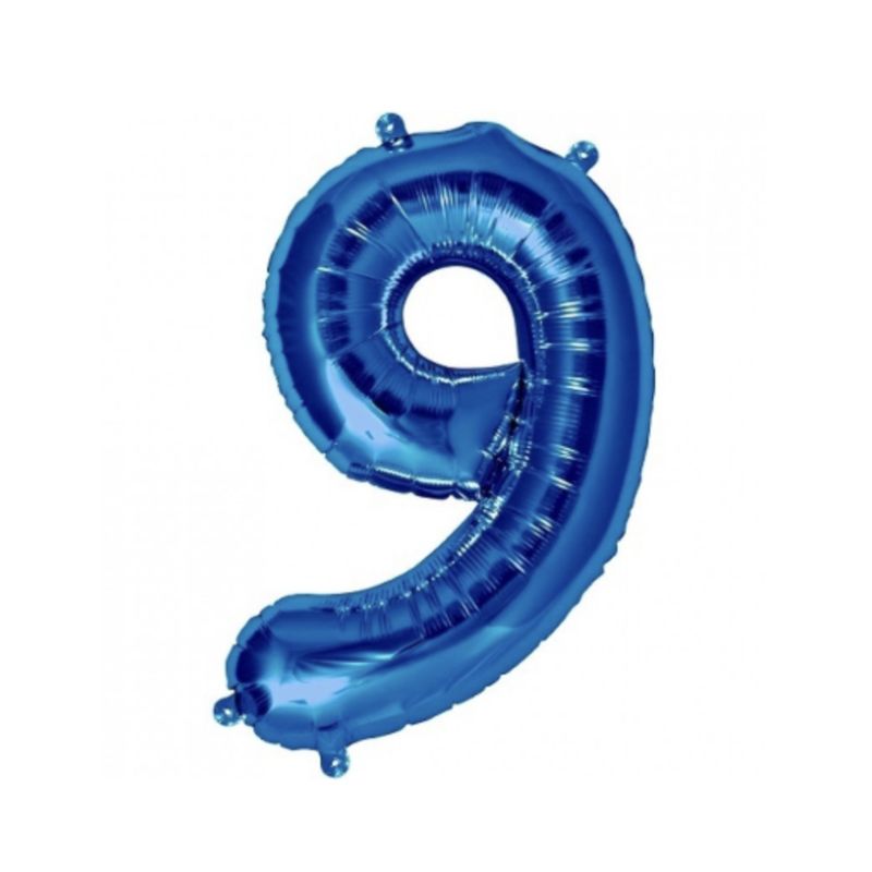 GENERICO - Globo Metalizado Azul Número Nueve 81Cm Fiesta Cumpleaños