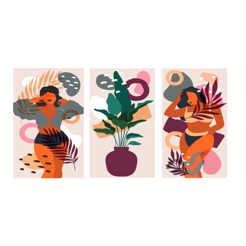 LOS REGALONES - Cuadro Canvas Imagen Arte femenino en lienzo Pack X3 Uds 30x50cm Cu
