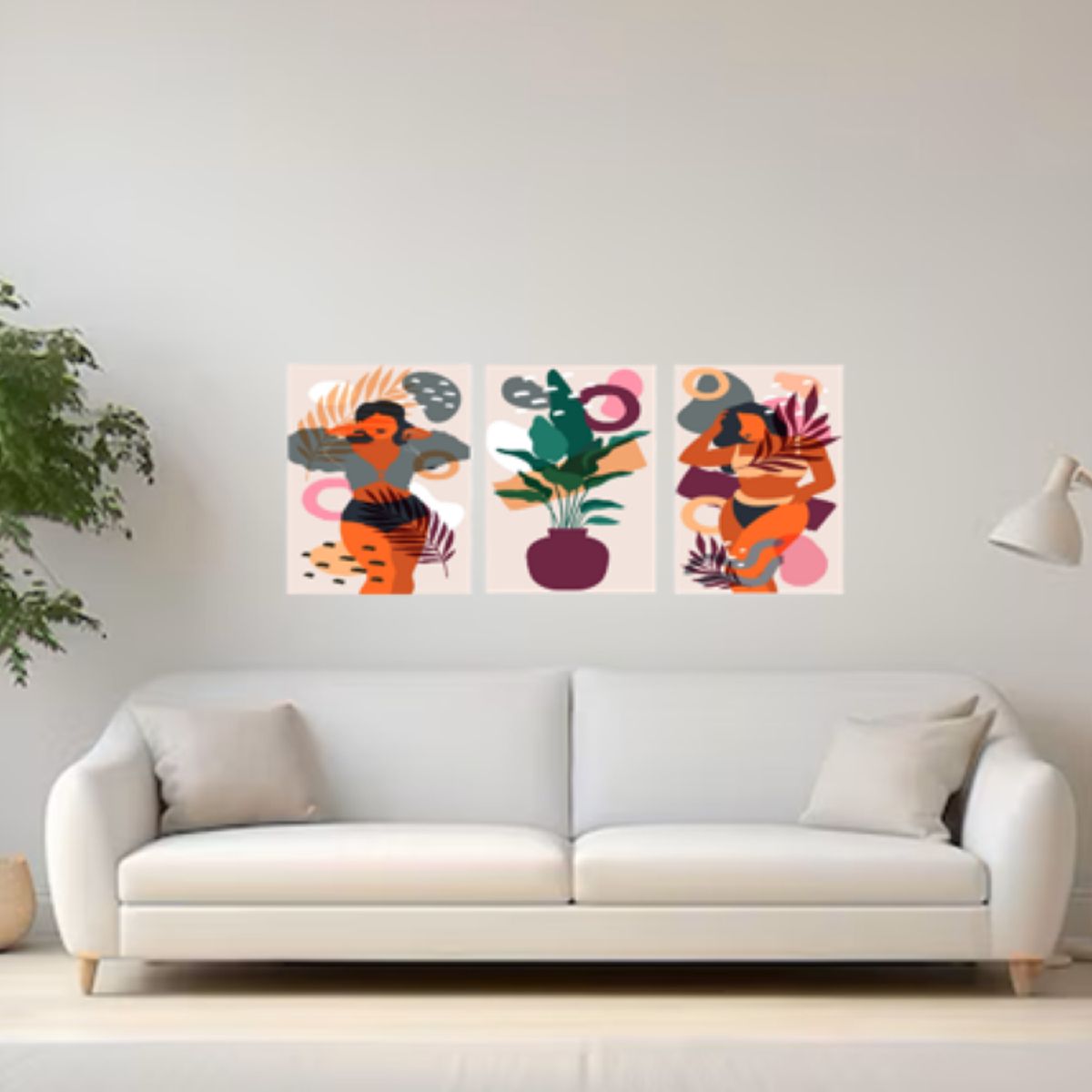 LOS REGALONES - Cuadro Canvas Imagen Arte femenino en lienzo Pack X3 Uds 30x50cm Cu