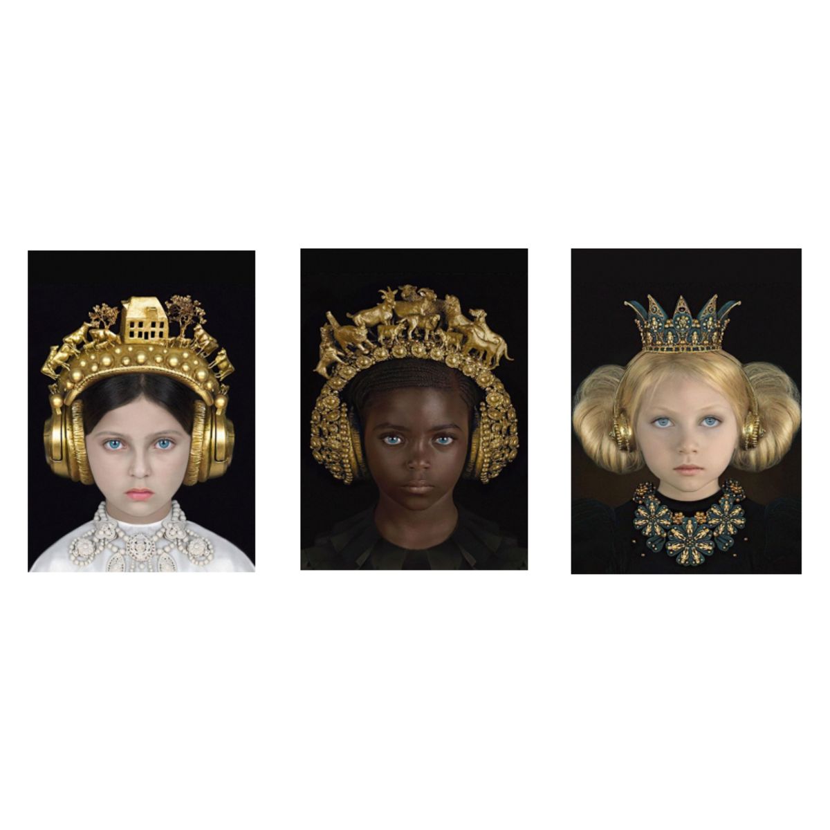 LOS REGALONES - Cuadro Canvas Imagen Mini Reinas en lienzo Pack X3 Uds 30x50cm Cu