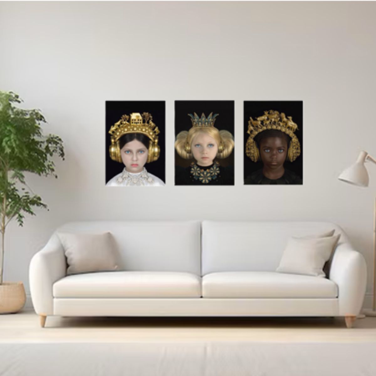 LOS REGALONES - Cuadro Canvas Imagen Mini Reinas en lienzo Pack X3 Uds 30x50cm Cu