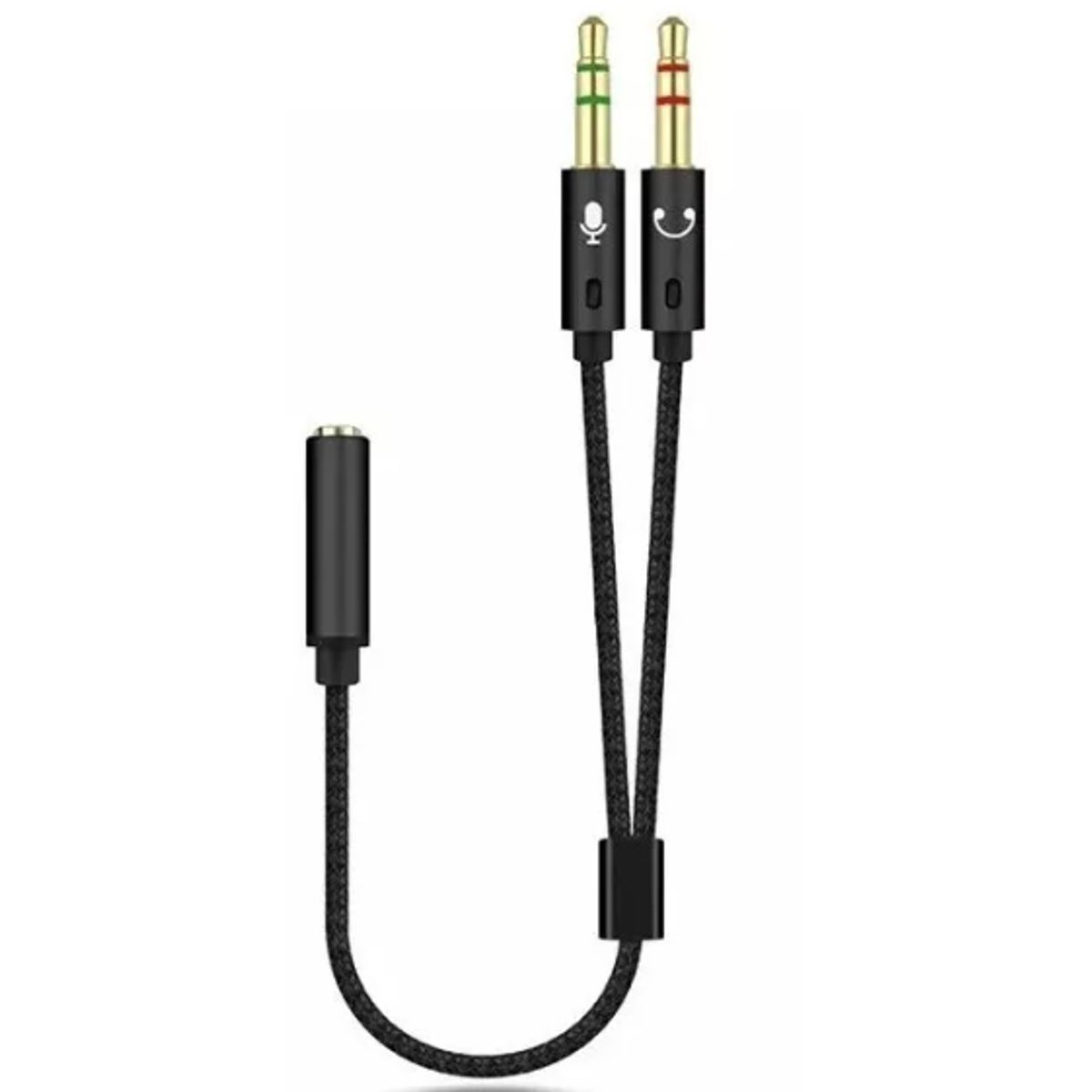 GENERICO - Cable Audio Auxiliar Trenzado 35mm 22cm Micrófono Audífono