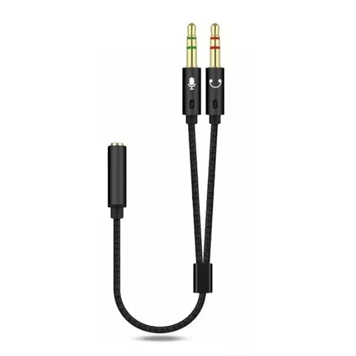 GENERICO - Cable Audio Auxiliar Trenzado 35mm 22cm Micrófono Audífono