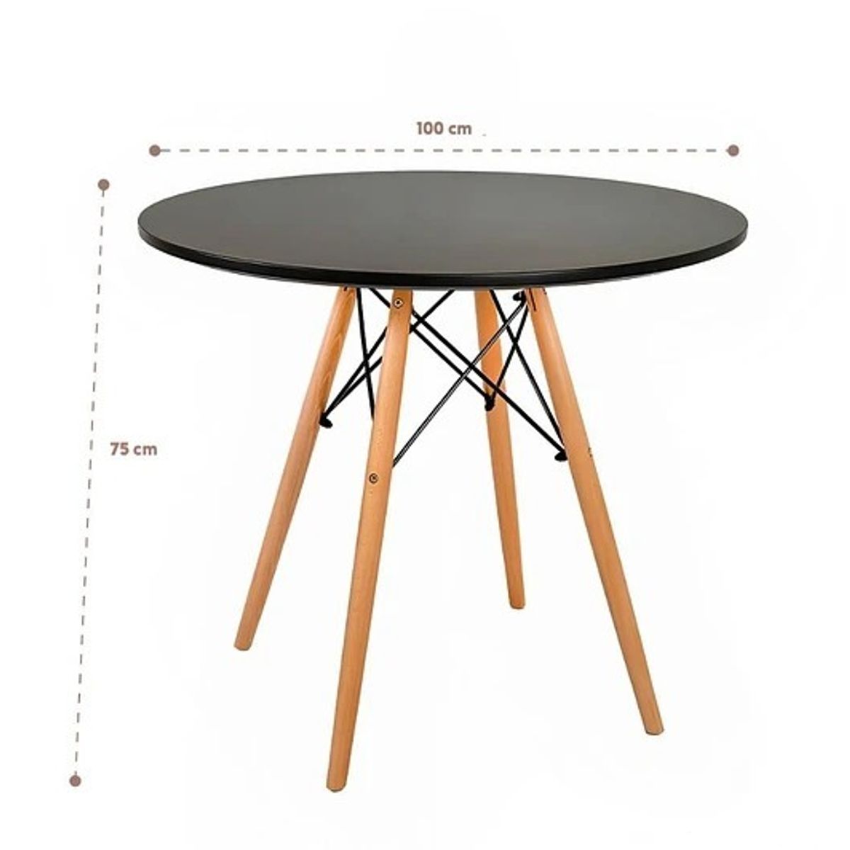 CORI CORI - Mesa de Comedor Eames Redonda 100cms Negra