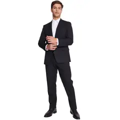 MAVIANNI - Traje Formal Negro Hombre Regular Fit Básico Twill