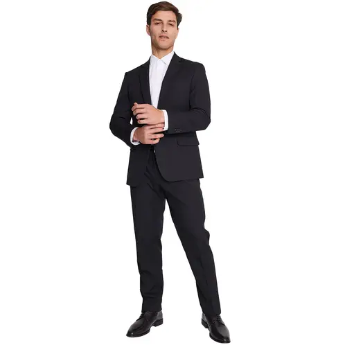 MAVIANNI - Traje Formal Negro Hombre Regular Fit Básico Twill
