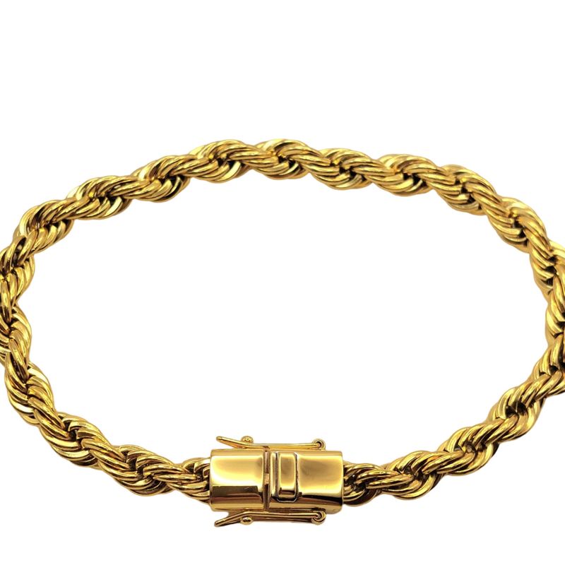 GENERICO - Pulsera de Oro 18K Laminado Tejido Tourbillon con Broche Cajón