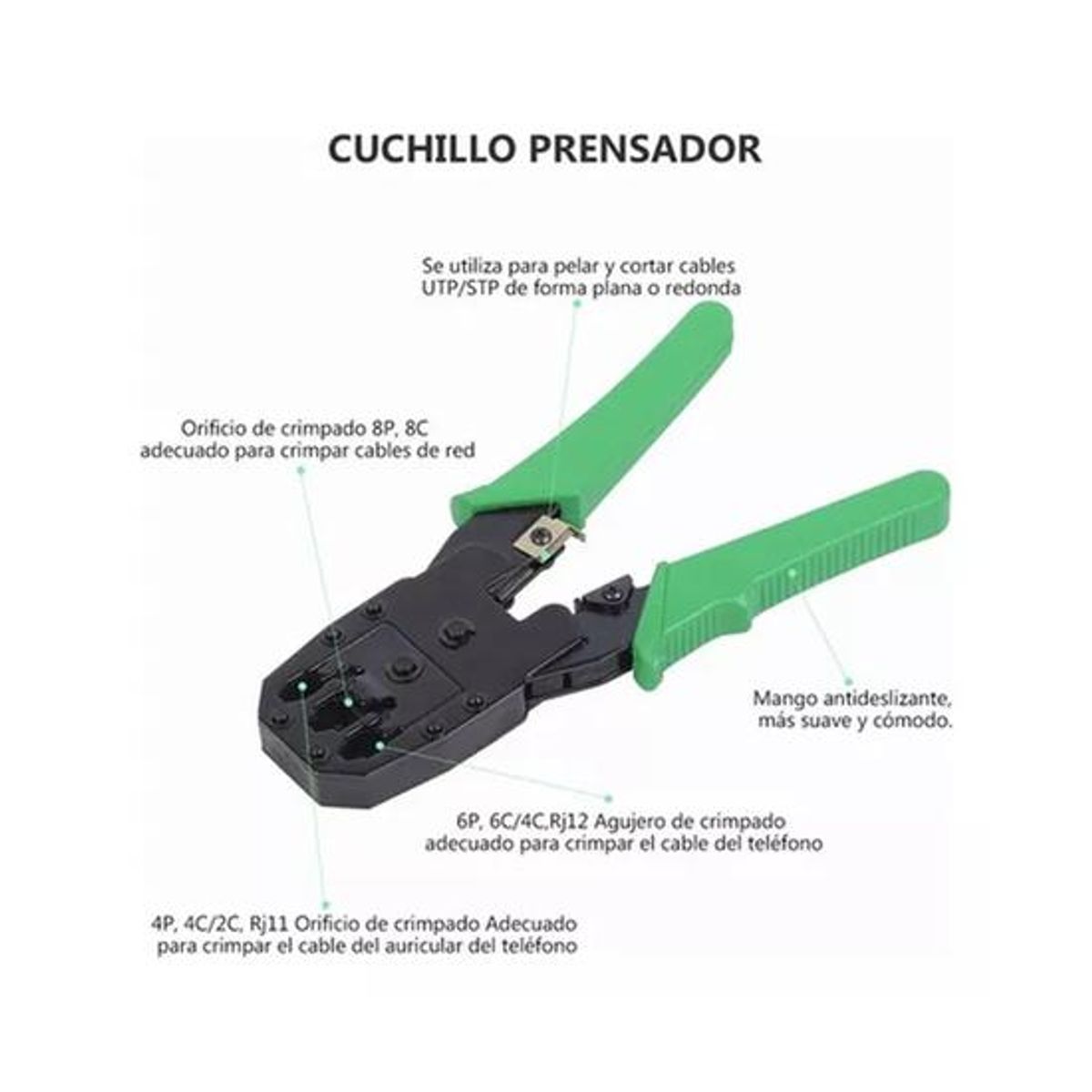 GENERICO - Kit de herramientas cableado redes básico color negro