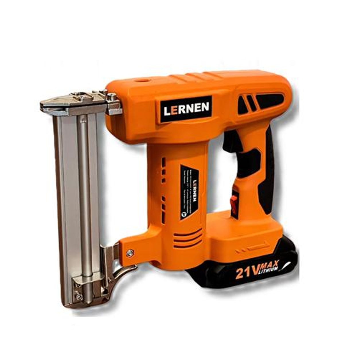 GENERICO - Pistola de clavos y grapas inalámbrica con 2 baterías Lernen color negro