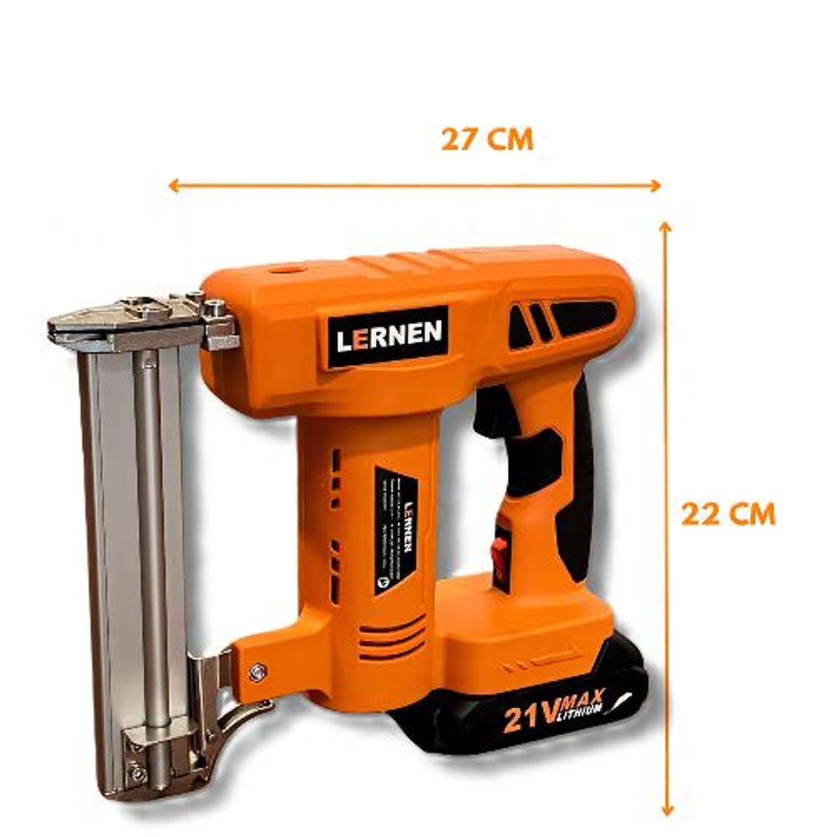 GENERICO - Pistola de clavos y grapas inalámbrica con 2 baterías Lernen color negro