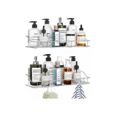 GENERICO - Organizador de ducha set x2 repisa baño adhesiva inoxidable plateado