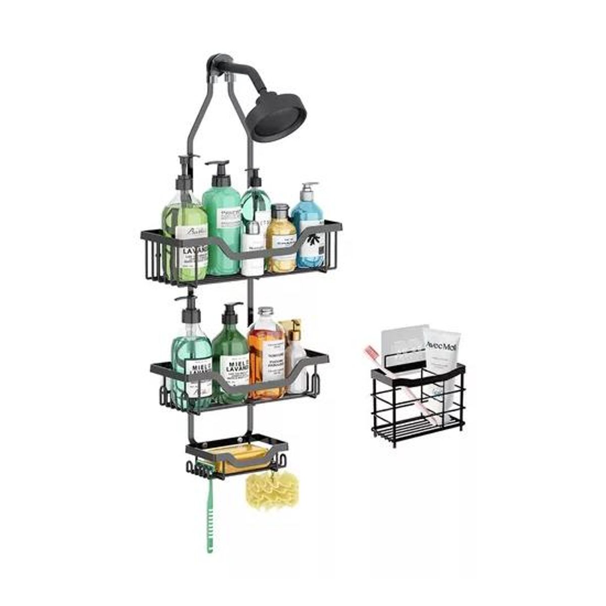 GENERICO - Organizador de ducha para baño Halman toalleros color negro instalación pared