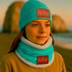 NIBA - Bufanda Lana Circular Verde Claro 2
