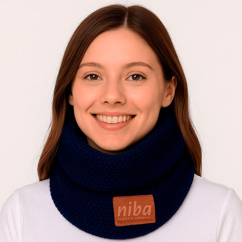NIBA - Bufanda Lana Circular Azul 2 Niba