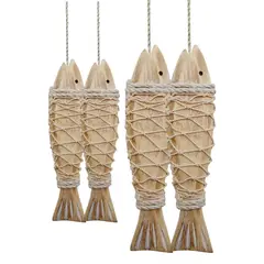 TIOZONEY - 4pcs Pesce intagliato in legno artigianale