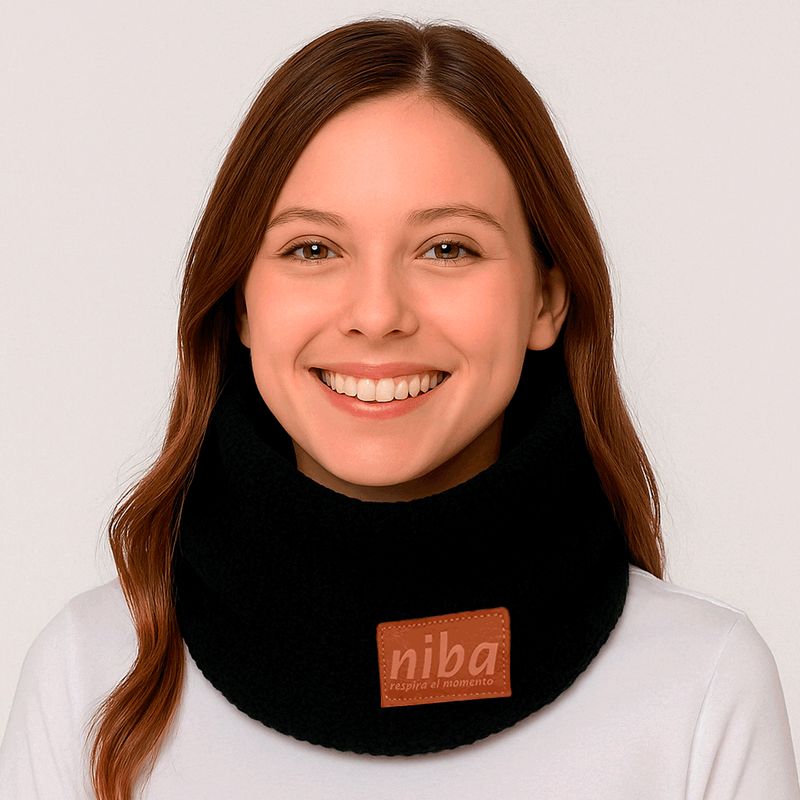 NIBA - Bufanda Lana Circular Negro 2 Niba